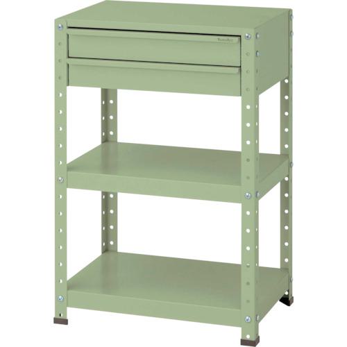 ■ヤマテック スペシャルワゴン W600×D400 固定式 キャビネット浅型2段×1個 ヤマテックグリーン〔品番:W6SG〕【8683559:0】[法人・事業所限定][外直送元][店頭受取不可]