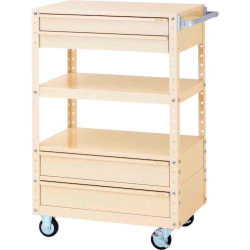 ■ヤマテック スペシャルワゴン 移動式 キャビネット深型1段×2個、浅型2段×1個 ヤマテックアイボリー〔品番:W7CUHSBM2IV〕【8683662:0】[法人・事業所限定][外直送元][店頭受取不可]