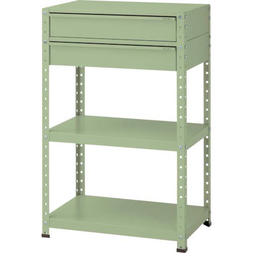 ■ヤマテック スペシャルワゴン 固定式 キャビネット深型1段×2個 ヤマテックグリーン〔品番:W7HM2G〕【8683707:0】[法人・事業所限定][外直送元][店頭受取不可]