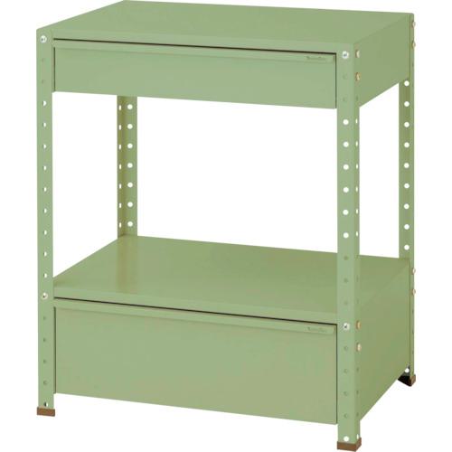 ■ヤマテック スペシャルワゴン 固定式 キャビネット深型1段×1個、超深型1段×1個 ヤマテックグリーン〔品番:W7MBDG〕【8683725:0】[法人・事業所限定][外直送元][店頭受取不可]