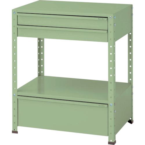 ■ヤマテック スペシャルワゴン 固定式 キャビネット浅型2段×1個、超深型1段×1個 ヤマテックグリーン〔品番:W7SBDG〕【8683733:0】[法人・事業所限定][外直送元][店頭受取不可]