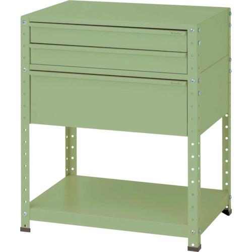 ■ヤマテック スペシャルワゴン 固定式 キャビネット浅型2段×1個、超深型1段×1個 ヤマテックグリーン〔品番:W7SDG〕【8683737:0】[法人・事業所限定][外直送元][店頭受取不可]