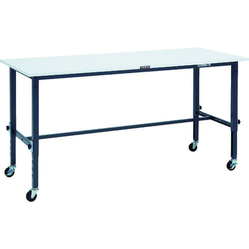 ■TRUSCO 軽荷重作業台高さ調節式(80kg)AEM型 1800X750XH718~1018 φ75キャスター付 ダークグレー色〔品番:RAEM1800C75DG〕【8688743:0】[法人・事業所限定][直送元][店頭受取不可]