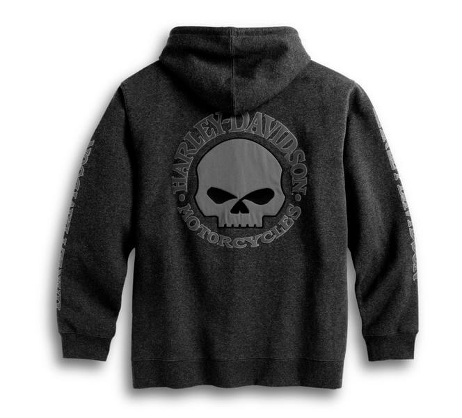 【ハーレー純正】 メンズ スモーク グレー フード付き スカル スウェットシャツ 99107-18VM