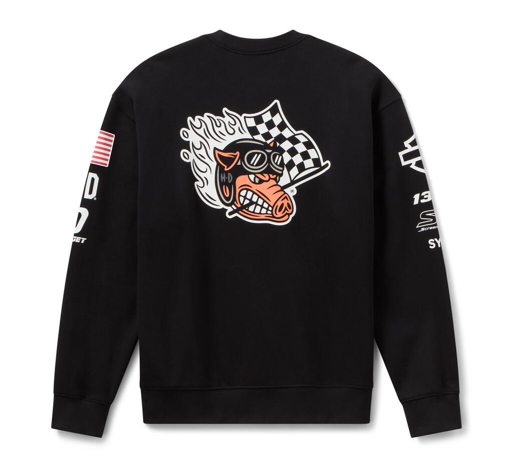  ユニセックス FACTORY RACING チーム クルーネック スウェット シャツ ブラック 96371-26VX 限定商品 ハーレーダビッドソン harley-davidson