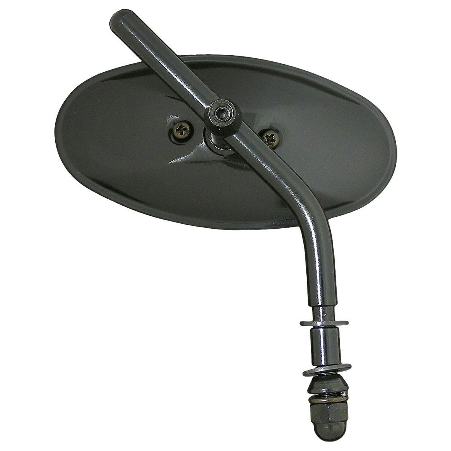 ハーレー用 ショートオーバルミラー (ブラック)