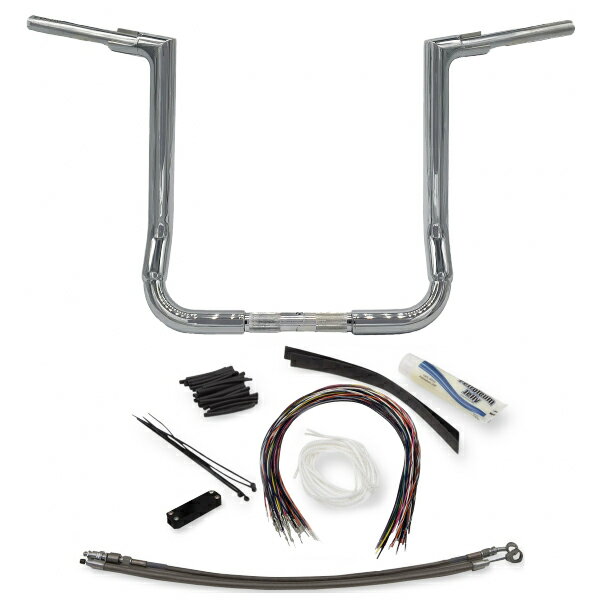 【Fat Baggers】1.5インチ・EZインストール フラットトップ ハンドルバーキット 16インチ クローム　60..