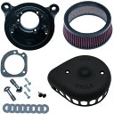 【S&S】1991〜2006スポーツスターCVキャブ用 ミニティアドロップ ステルスエアクリーナー (ツヤ消し黒パウダーコート)DB-170-0449-SET