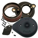 【S&S】M8用 ステルスエアクリーナー ティアドロップタイプ(ツヤ消し黒パウダーコート)DB-170-0524B-SET