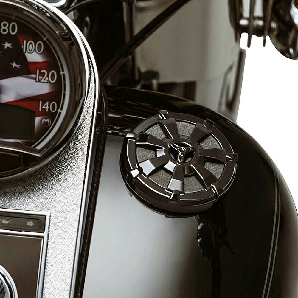 【クリアキン】 Alley Cat フュエルキャップ　ブラック 1996〜2019 スポーツスター、ダイナ、ソフテイル、ツーリング 7384