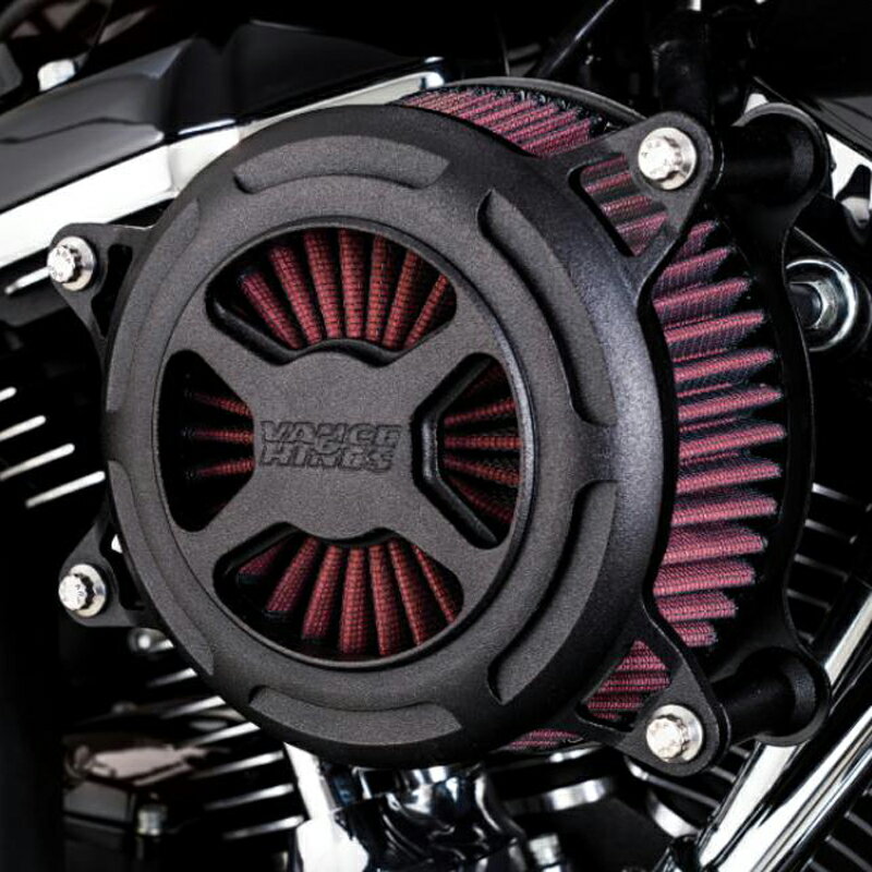 ハーレー M8 ツーリング、ソフテイル、トライク VO2 X ハイフローエアクリーナー ブラック 【Vance & Hines】42365