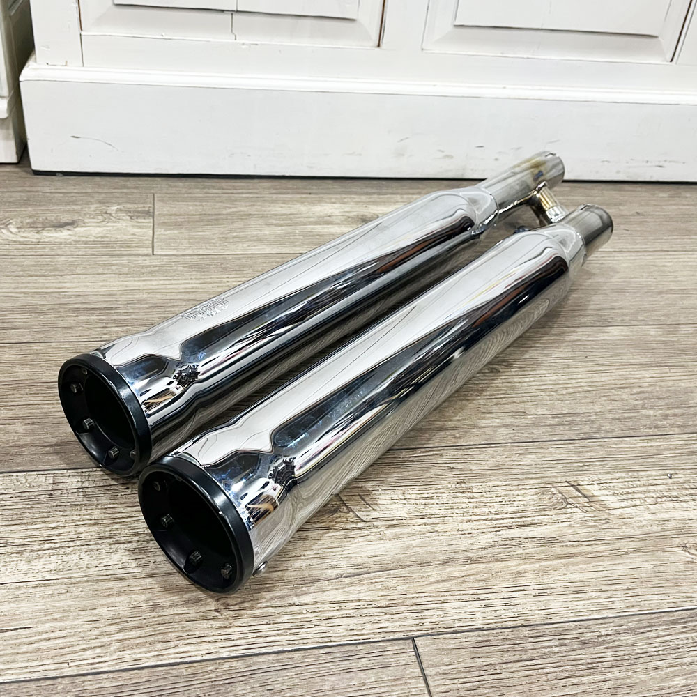 中古 COBRA 3インチ スリップオンマフラー RACE PRO TIPS クローム 2000〜2006 FLSTF、FXSTD 6050