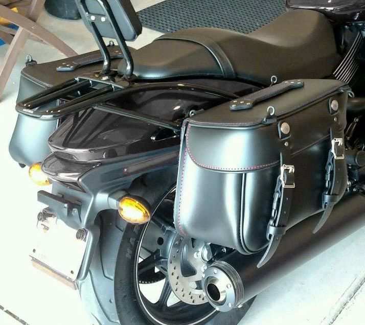 【レザーワークス】 デラックス・スライトアングル・本革サドルバッグ (両側セット) 108BO イージーブラケット・ボルトオン仕様