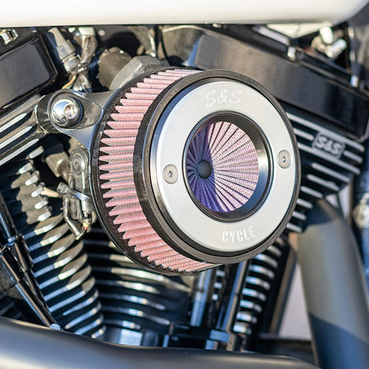 【S&S】Air Stinger リング付・ステルスエアクリーナー TwinCam ケーブルスロットル用 170-0716A