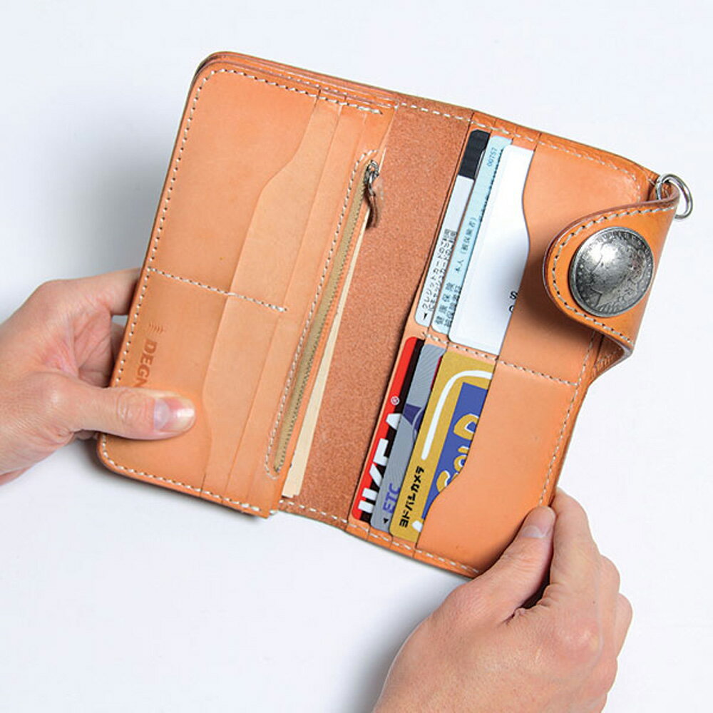 【デグナー】W-9B-TAN レザーウォレット タン