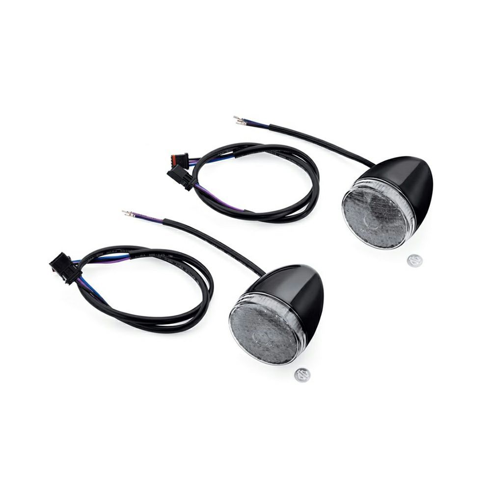 【67800480】ハーレー純正 LEDブレット・ターンシグナルキット ブラック スモークレンズLED Bullet Turn Signal Kit - Front EVOソフテイル EVOダイナ EVOツーリング M8ソフテイル M8ツーリング&トライク