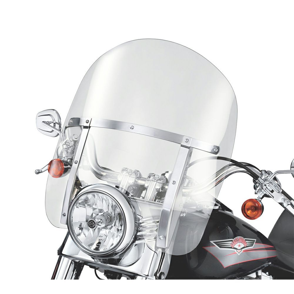 y58278-95zn[[@H-Df^b`uELOTCYEEChV[h FL\teCp |bVu[X King-Size H-D Detachables Windshield for FL Softail Models - 18 in. Light Smoke Polished Braces EVO\teC TC\teC