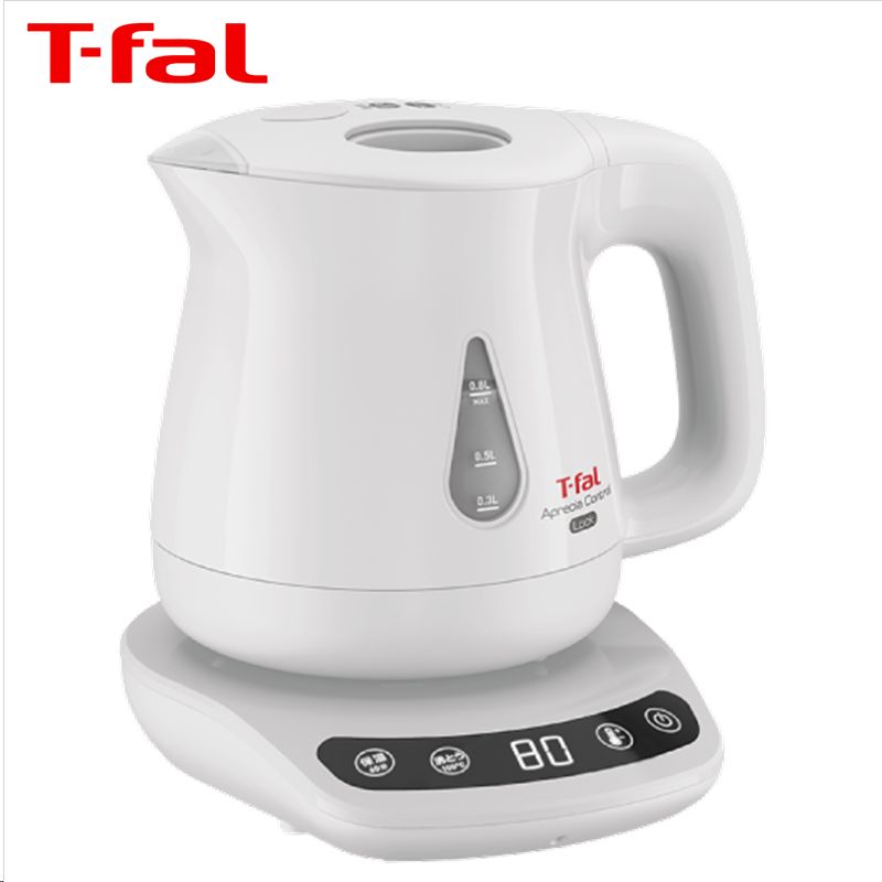 ティファール アプレシア ティファール（T-fal）【KO8401JP】電気ケトル　ホワイト　■アプレシア ロック コントロール0.8L　■あんしん機能・8段階温度コントロールタイプ　■送料無料（北海道・沖縄県・離島は送料が掛かります）