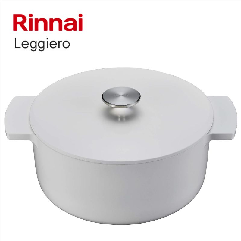 リンナイ（Rinnai）　無水調理鍋　ホワイト　■Leggiero（レジェロ）直径22cm　■容量3.4L　レシピブック付き　■送料無料（北海道・沖縄県・離島は送料が掛かります）