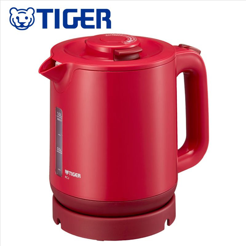 タイガー（TIGER）【PCJ-A101-R】蒸気レス電気ケトル　レッド　■6つにの安心・安全構造　容量1.0L　■送料無料（北海道・沖縄県・離島は送料が掛かります）