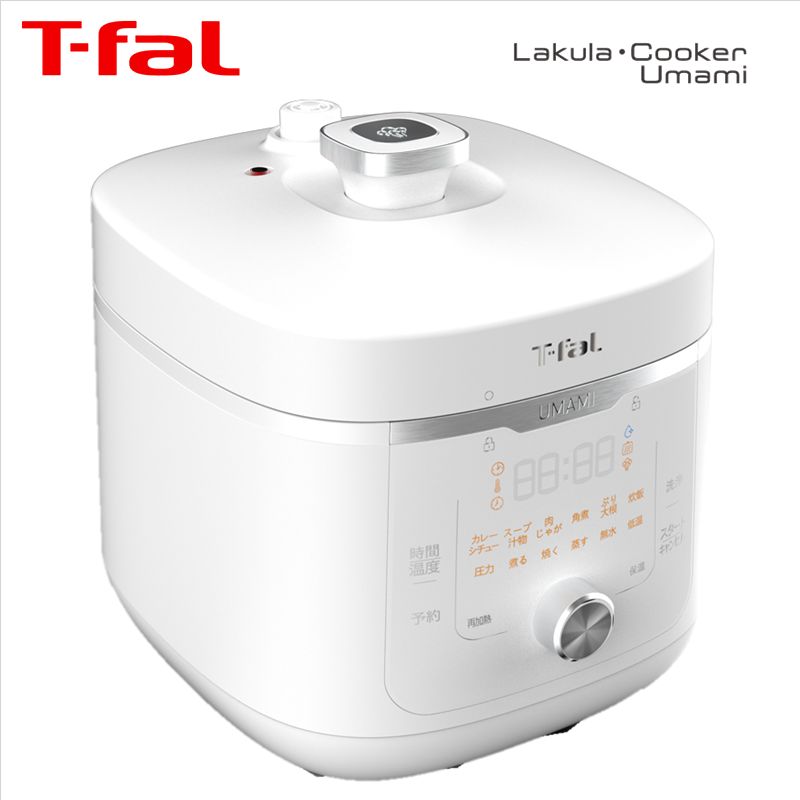 ティファール（T-fal）【CY3611JP】電気圧力鍋　ホワイト　■ラクラ・クッカー 旨み4L　ガラス蓋付き　■味染み仕上げ・レシピブック付（103レシピ）　■送料無料（北海道・沖縄県・離島は送料が掛かります）