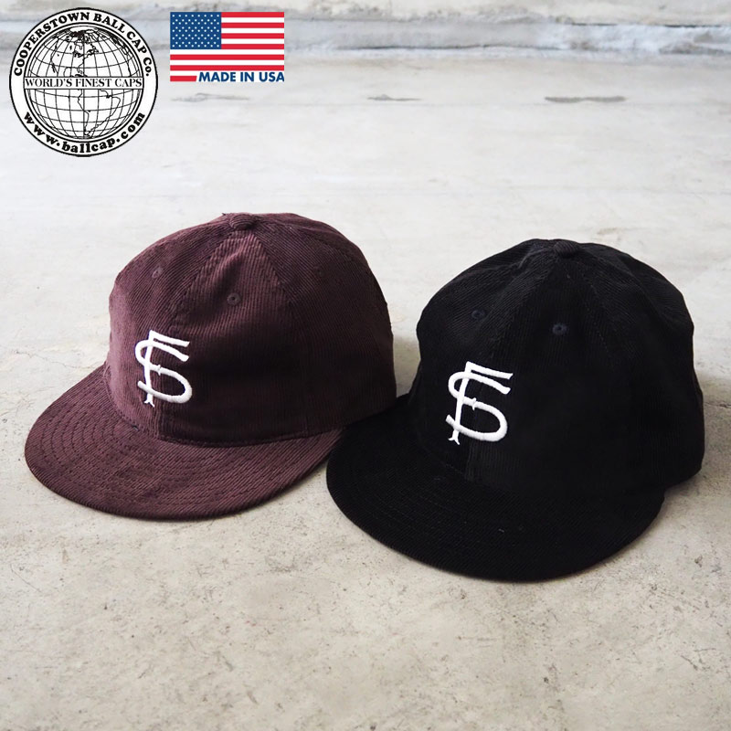 クーパーズタウン キャップ COOPERSTOWN BALL CAP 細 コーデュロイ ソフトバイザー CBC-CDSFV-SF メンズ レディース 帽子 ぼうし ローキャップ ボールキャップ ロゴ SF サンフランシスコ ロゴキャップ 刺繍 コットン 綿 サイズ調節可能 USA製