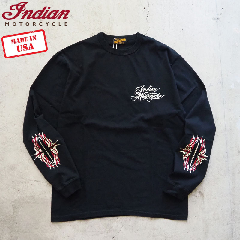 樂天商城 - Indian Motorcycle インディアン モトサイクル ロンT 長袖Tシャツ IM69612 メンズ USA製 アメカジ モトサイクル ロゴ プリント 長袖Tシャツ 東洋 東洋エンタープライズ 黒 メール便