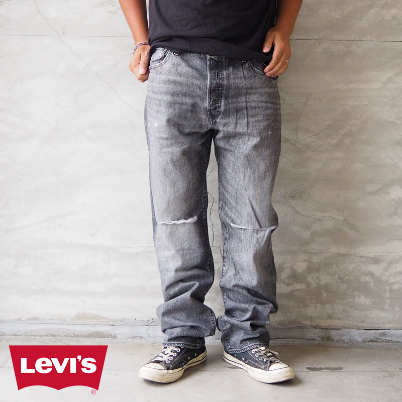 Levi 039 s リーバイス 501 デニム パンツ メンズ ORIGINAL FIT オリジナルフィット 005013414 ストレート デニムパンツ ブラックデニム ダメージ加工 ジーンズ ダメージ 色落ち ボタンフライ ブラック levis