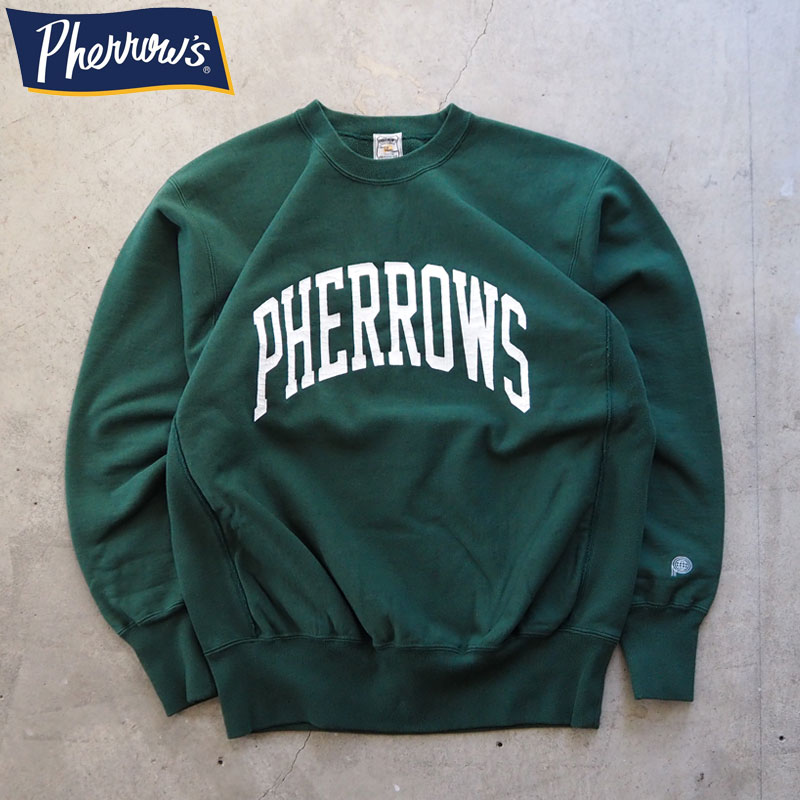 樂天商城 - PHERROW'S フェローズ トレーナー スウェット ロゴ プリントスウェット 23W-PRWS1 メンズ プルオーバー 裏毛 リバースウィーブ クルーネック 日本製 ひび割れ プリント コットン アメカジ クラックプリント ヴィンテージ ヘビーウエイト XL XXL