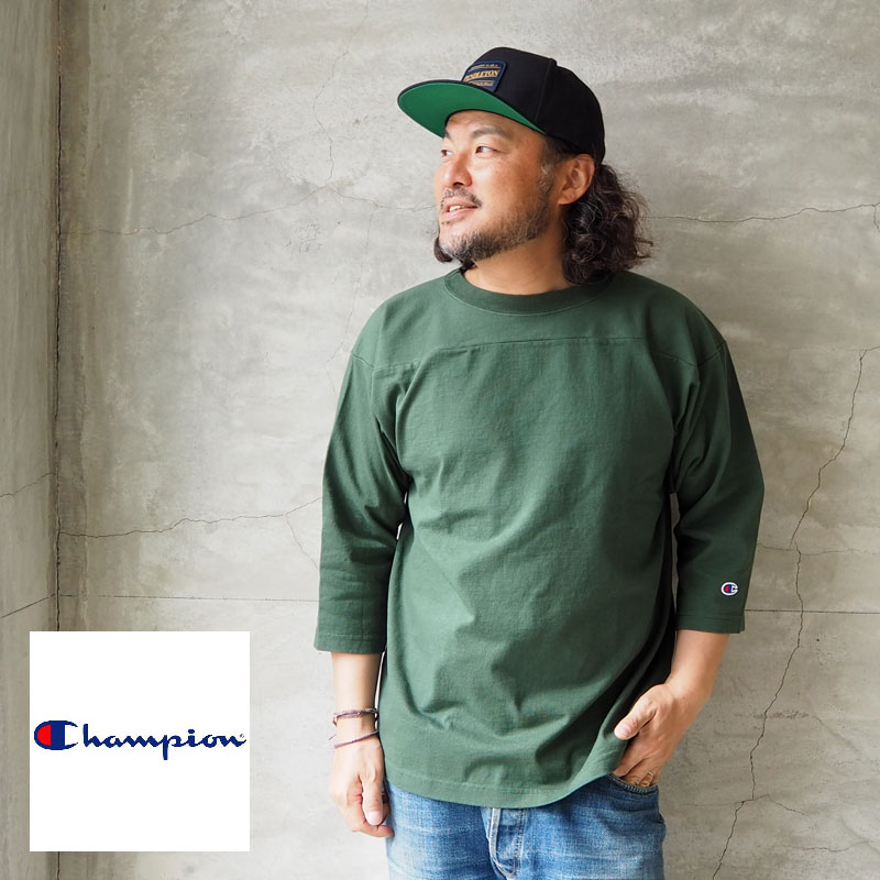 champion チャンピオン Tシャツ USA製 T1011 フットボール 七分袖 Tシャツ C5-P405 メンズ レディース 無地 五分袖 半袖 ヘビーウエイト 丸胴 7oz 3/4スリーブTシャツ 半袖Tシャツ アメリカ製 アメカジ カットソー クルーネック ブランド 白