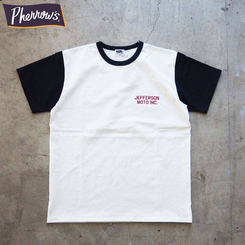 PHERROW'S フェローズ Tシャツ 半袖 25S-PMT-TT1 メンズ 半袖Tシャツ アメカジ 日本製 プリント 白 バイカラー プリントTシャツ PHERROWS メール便(4)