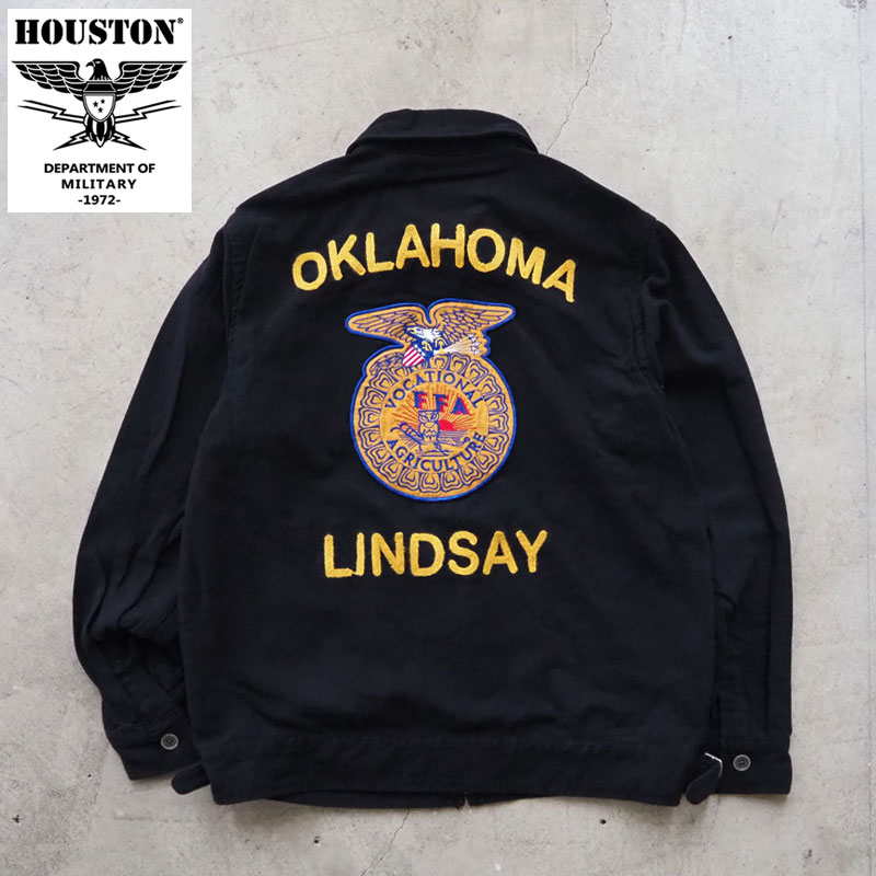 樂天商城 - HOUSTON ヒューストン コットンリネン FFA ジャケット 51478 メンズ ジャケット 刺繍 リネン スカジャン ベトジャン ミリタリー 大きいサイズ アメカジ 黒 ナチュラル ネイビー ヴィンテージ