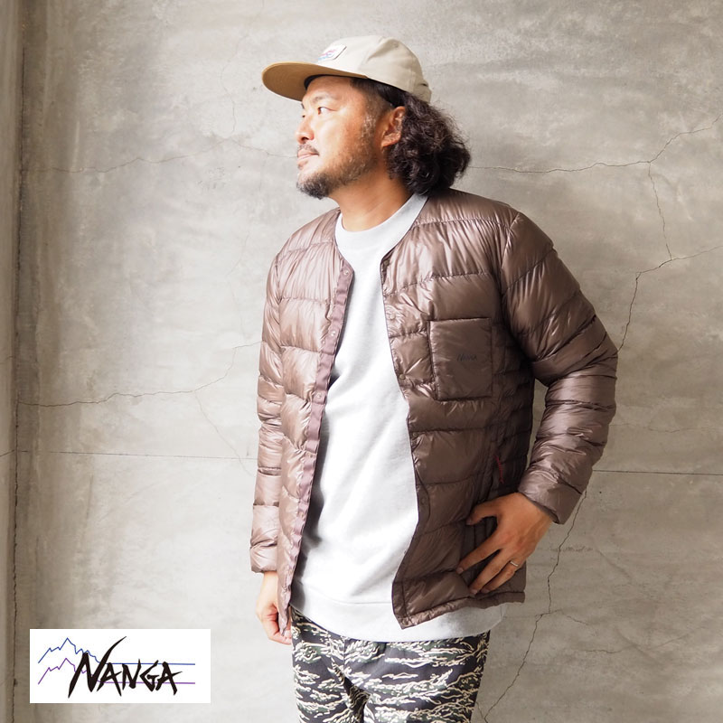 NANGA ナンガ インナーダウン カーディガン INNER DOWN CARDIGAN MAN N1ID ダウン メンズ レディース ダウンジャケット 2way 半袖 ノーカラー 長袖 インナー 黒 モカ ブラック ブラウン アウト…