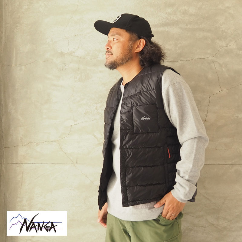 NANGA ナンガ インナー ダウンベスト INNER DOWN VEST MEN N1Id-VEST ND2241-1B311 ダウン ベスト メンズ レディース ダウンジャケット ノーカラー インナーダウン 黒 モカ ブラック ブラウン アウトドア キャンプ キャンパー インナーベスト