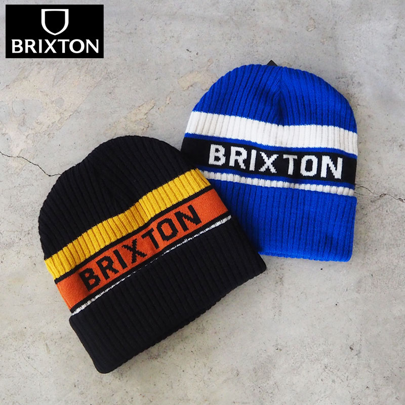 BRIXTON ブリクストン ニット帽 RAINIER STRIPED BEANIE 11955 ニットキャップ メンズ レディース ビーニー ニット ロゴ 帽子 キャップ 青 黒 冬 防寒