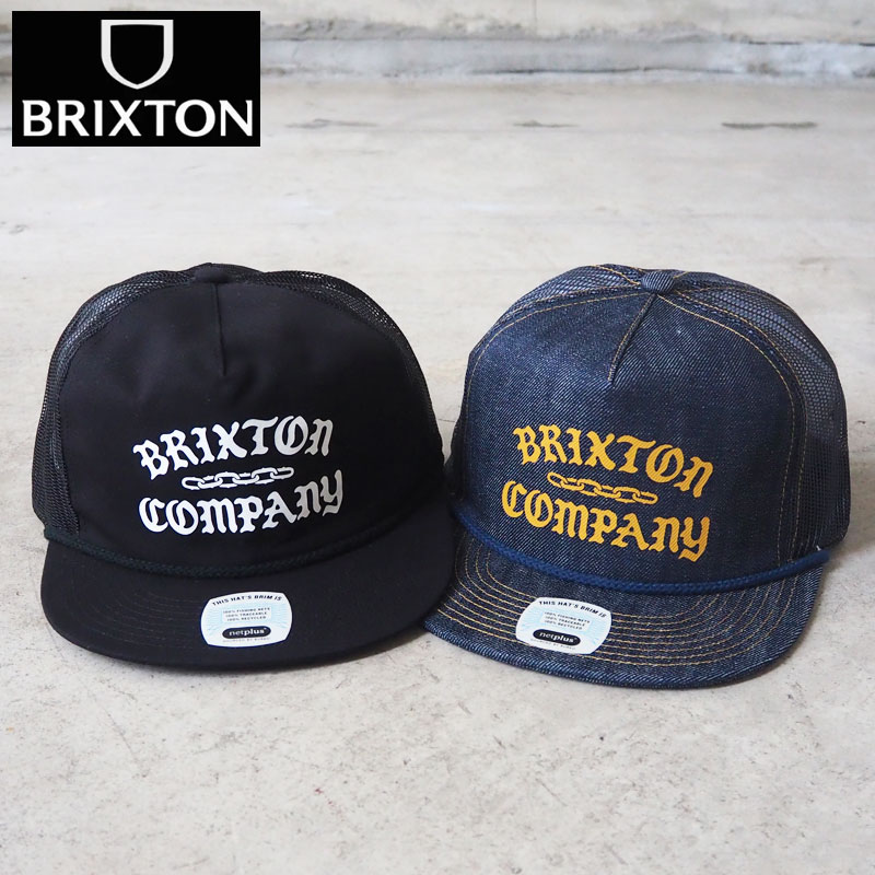 BRIXTON ブリクストン キャップ CHAINS NP HP TRUCKER HAT 12032 メンズ レディース メッシュキャップ 帽子 ぼうし cap メッシュ スナップバック サイズ調節可能 チェーン ストリート バイカー アメカジ ブラック 黒 デニム