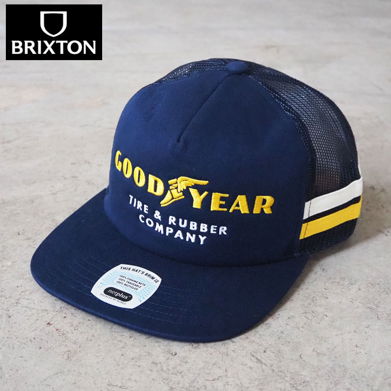 樂天商城 - BRIXTON ブリクストン GOODYEAR グッドイヤー キャップ コラボ SERVICE MP TRUCKER 12083 帽子 メンズ レディース メッシュキャップ cap ぼうし トラッカー ストリート アメカジ ロゴ ネイビー ロゴ