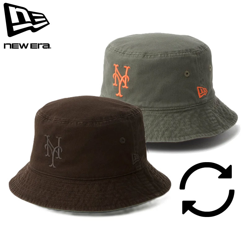 樂天商城 - NEW ERA ニューエラ ハット メンズ レディース バケット01 リバーシブル MLB Bucket Hat ニューヨーク・メッツ 14744771 バケットハット 帽子 ぼうし コットン バーントウッド ニューオリーブ アウトドア ストリート メール便