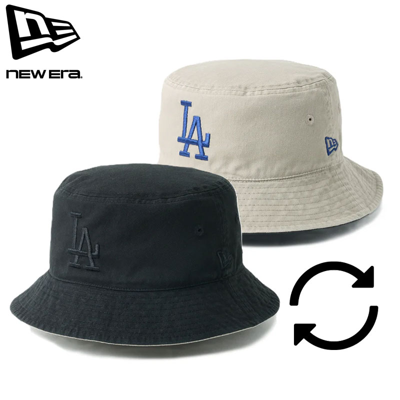 樂天商城 - NEW ERA ニューエラ ハット メンズ レディース バケット01 リバーシブル MLB Bucket Hat ロサンゼルス・ドジャース 14744772 バケットハット 帽子 ぼうし コットン ブラック ペブル アウトドア ストリート メール便