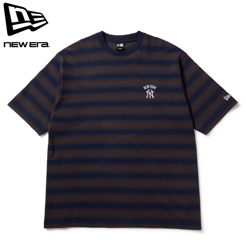 樂天商城 - NEW ERA ニューエラ Tシャツ メンズ 半袖 オーバーサイズド コットン Tシャツ ボーダー 14856682 半袖Tシャツ NY LA ニューヨーク ヤンキース ロサンゼルス ドジャース プリント ロゴ ストリート ネイビー オフホワイト newera メール便