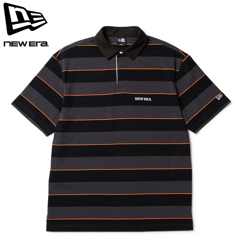 樂天商城 - NEW ERA ニューエラ ポロシャツ メンズ ゴルフ 半袖 ラグビーシャツ 14859912 半袖ポロシャツ ポロ シャツ ボーダー ストリート 白 黒 チャコールグレー ブラック newera