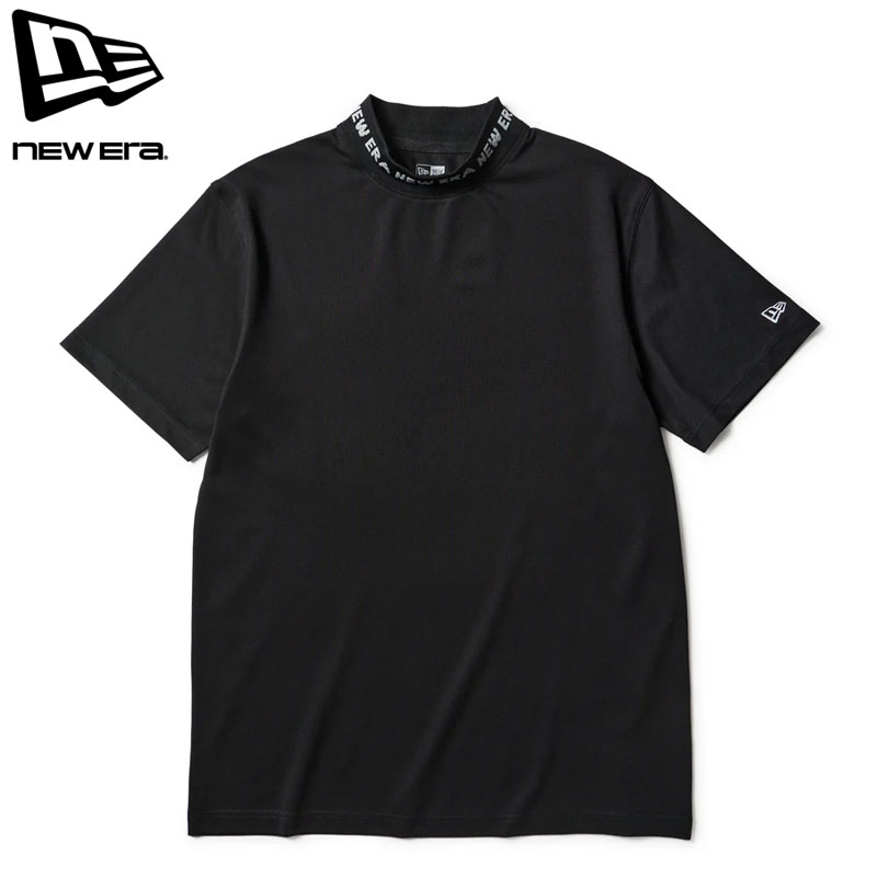 樂天商城 - NEW ERA ニューエラ ゴルフ Tシャツ 半袖 ミドルネック Tシャツ 鹿の子 14859933 メンズ レディース 半袖Tシャツ モックネック ハイネック ロゴ プリント 黒 シンプル メール便