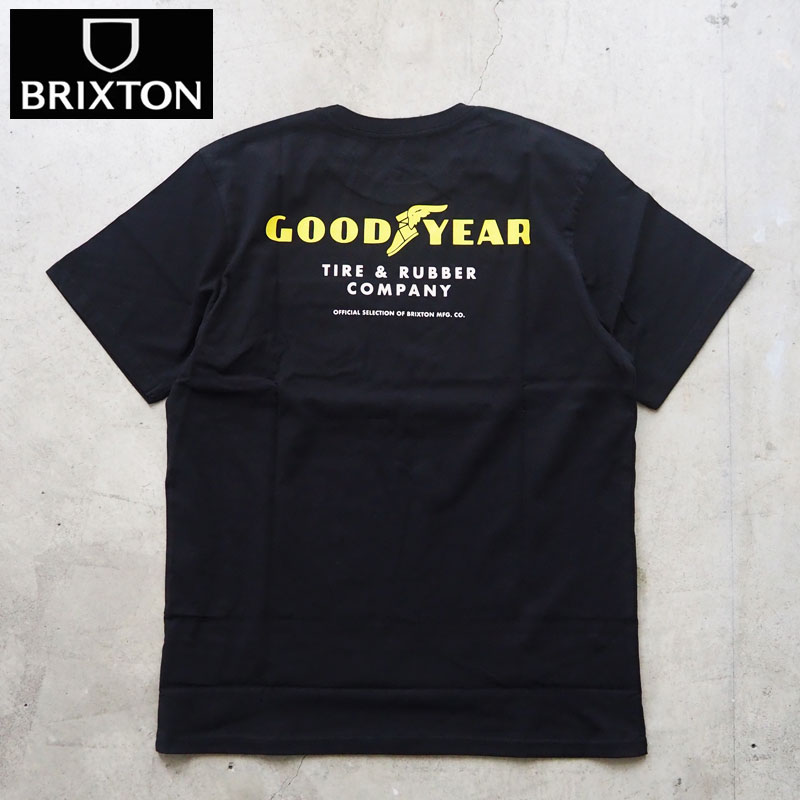 樂天商城 - BRIXTON ブリクストン GOODYEAR グッドイヤー Tシャツ 半袖 SERVICE POCKET TEE S/S 17516 メンズ コラボ 半袖Tシャツ ポケット プリント ポケT 黒 ストリート バイカー サーフ アメカジ