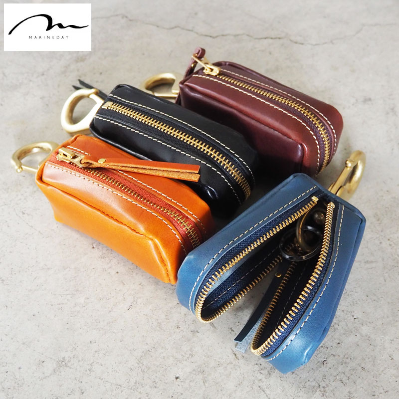 MARINEDAY マリンデイ キーケース 本革 メンズ レディース BOARD4 レザー 大容量 スマートキー対応 ヌメオイルレザー ナスカン キーホルダー メンズ レディース 革 ヌメ革 オイルレザー シンプル 無地 おしゃれ 黒 キャメル チョコ ネイビー ブラック