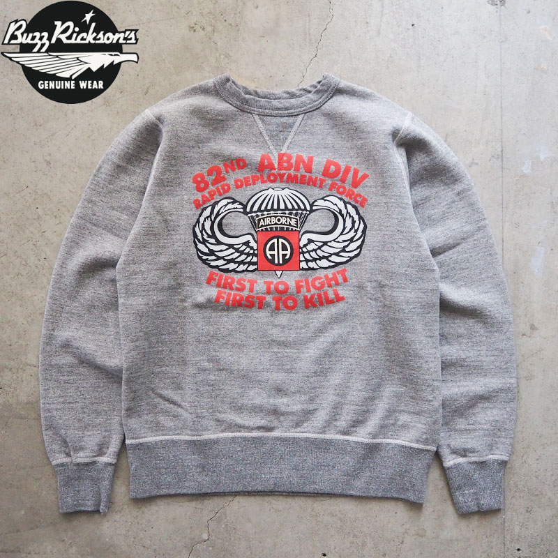 BUZZ RICKSON'S バズリクソンズ トレーナー セットインクルー スウェット BR69633 メンズ 裏起毛 日本製 プルオーバー 82nd AIRB...