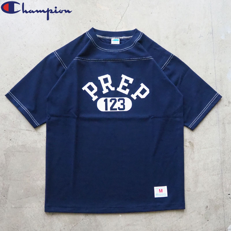 樂天商城 - Champion チャンピオン Tシャツ メンズ QB 1/4スリーブ フットボールTシャツ TRUE TO ARCHIVES C3-B311半袖 半袖Tシャツ 日本製 フットボール ショルダーヨーク プリント アメカジ カレッジ ネイビー オレンジ