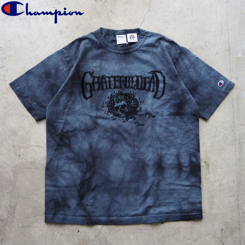 樂天商城 - Champion チャンピオン Tシャツ メンズ USA製 GRATEFUL DEAD コラボ T1011 ショートスリーブTシャツC5-D308 半袖 半袖Tシャツ タイダイ USA グレイトフルデッド アメカジ プリント 黒 イエロー 丸胴 コットン
