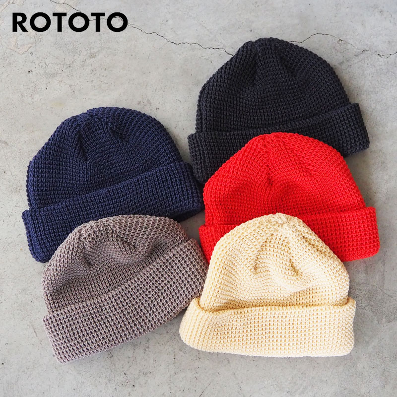 ROTOTO ロトト ニット帽 ビーニー ワッフル ワッチキャップ R5141 メンズ レディース ニットキャップ ぼうし 帽子 日本製 アクリル ウール フリーサイズ メール便