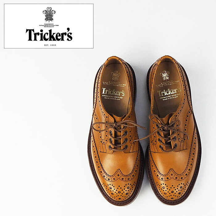 トリッカーズ Tricker's トリッカーズ 革靴 ウイングチップシューズM7292 BOURTON バートン Trickers ウイングチップ カントリー レザーシューズ 英国製 本革 メンズ シューズ 短靴 ブーツ ダイナイトソール メダリオン Britain カントリーシューズ 牛革 マロン ブラック