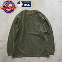 GOODWEAR グッドウェア ピグメント ロンT USA製 030092 メンズ レディース 無地 長袖 Tシャツ 長袖Tシャツ グッドウエア ポケット アメリカ製 米国 ポケT 肉厚 アメカジ ワーク ミリタリー シンプル 黒 オリーブ パープル xl メール便